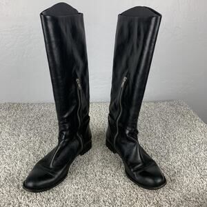 Coach Mysie Boots Womens Size 8.5 Black Leather Tall Zip Riding Equestrian Logo